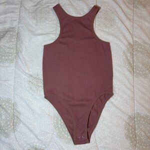 New Mix Women's Ribbed Mauve Bodysuit